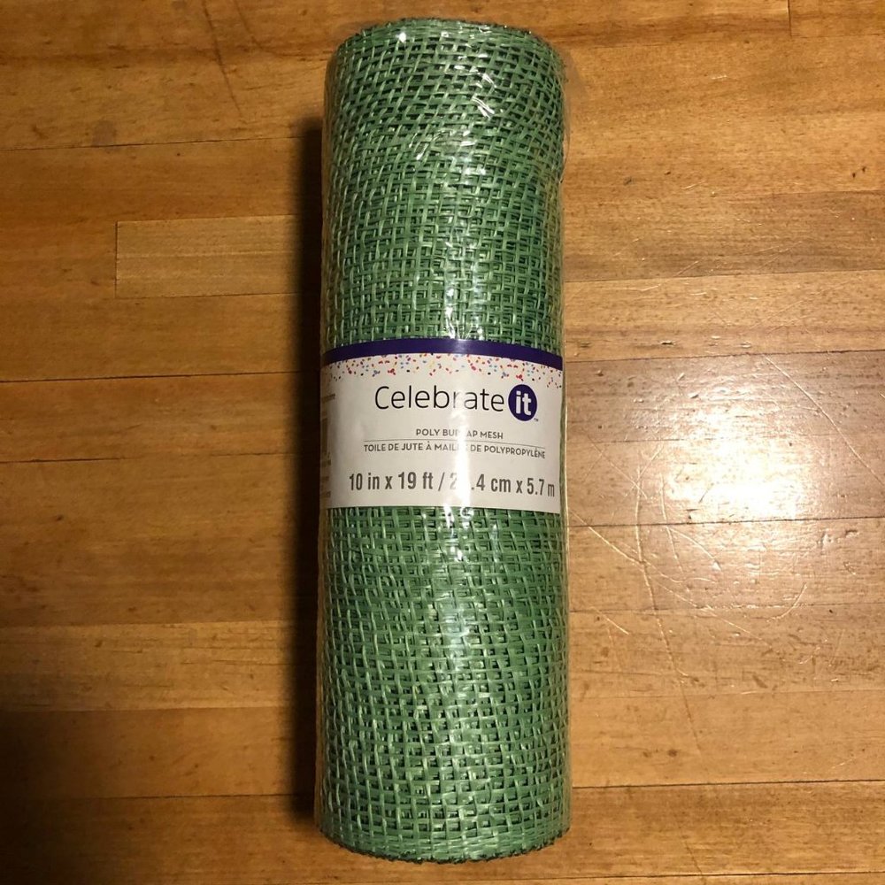 Celebrate It Green Poly Burlap Mesh  10" - Picture 1 of 7